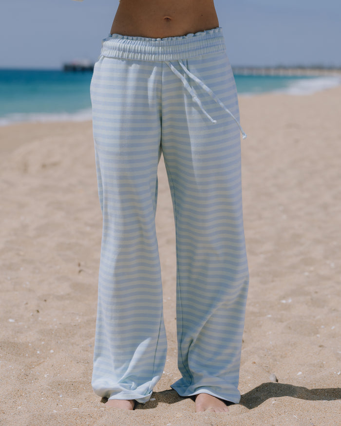 Striped Cotton Pants - Powder + Lake Day Stripe