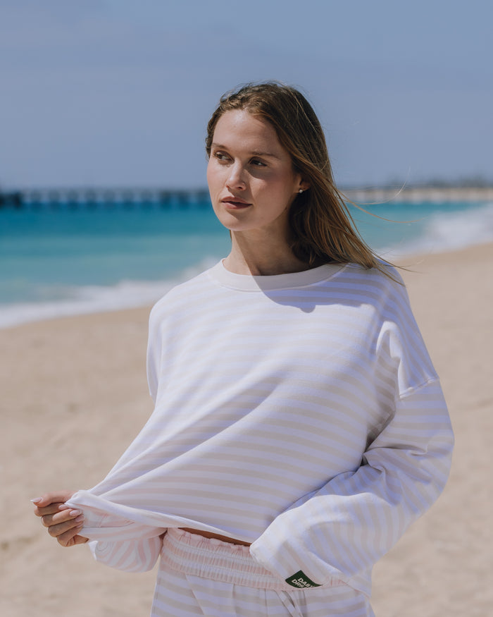Striped Cotton Long Sleeve - Cupid + White Stripe
