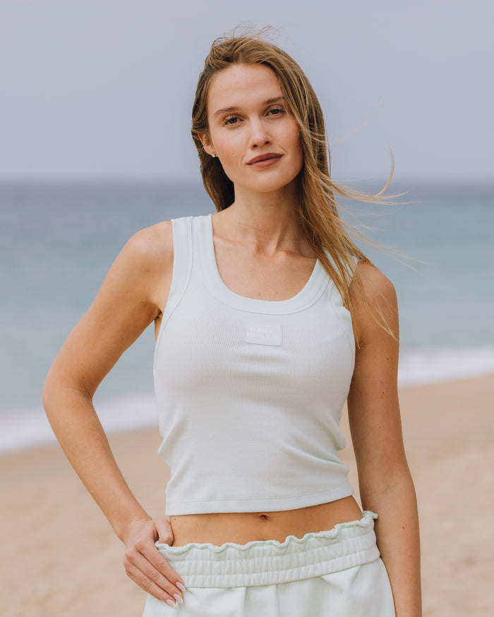 Logo Ribbed Tank - Surf with Monochrome Patch