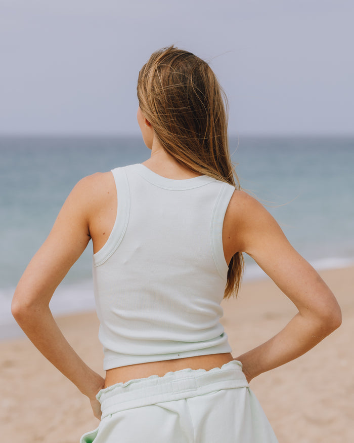 Logo Ribbed Tank - Surf with Monochrome Patch