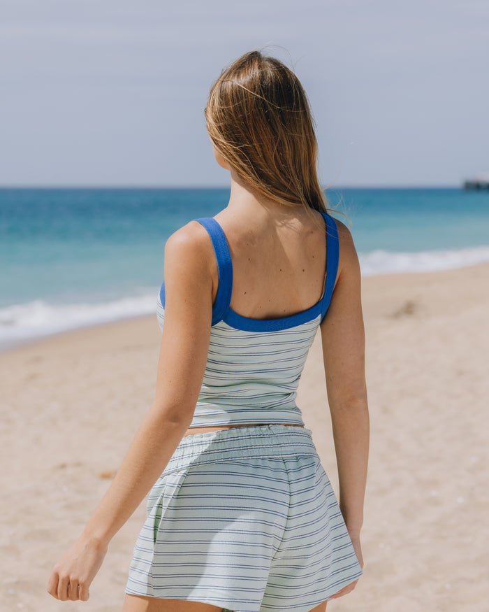 Striped Logo Everyday Tank - Surf + Lemonade + Cobalt Stripe with Monochrome Patch