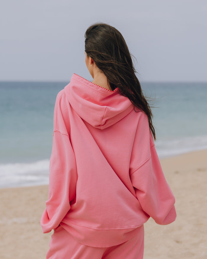 Oversized Daily Hoodie - Cheeks + Heart Stitch with Monochrome Patch