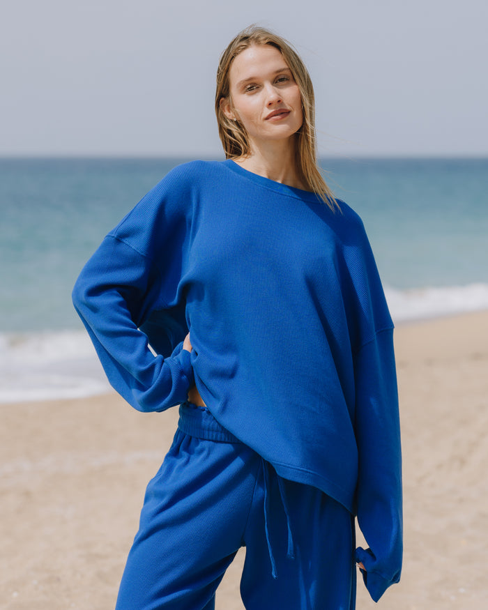 Oversized Sport Thermal - Cobalt with Monochrome Patch