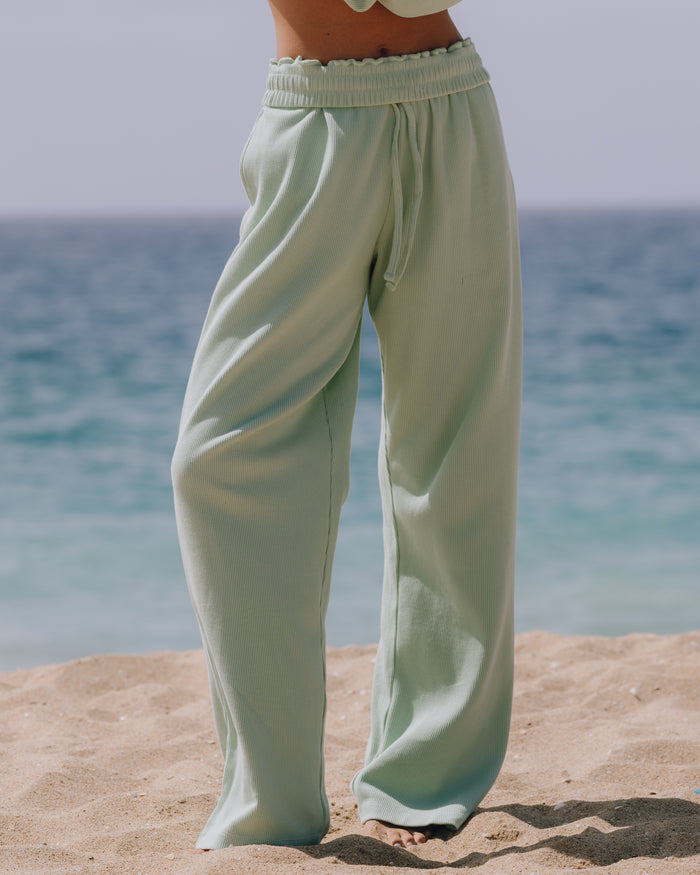 Thermal Resort Pants - Mint with Monochrome Patch