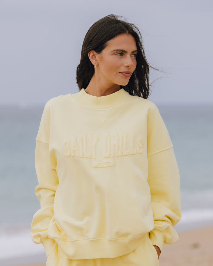 Vintage Sport Crew - Lemonade with Monochrome Patch