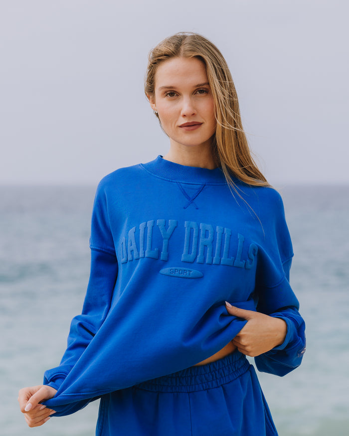Vintage Sport Crew - Cobalt with Monochrome Patch