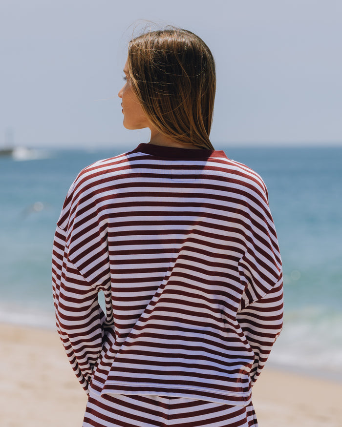 Striped Cotton Long Sleeve - Bodega + White Stripe
