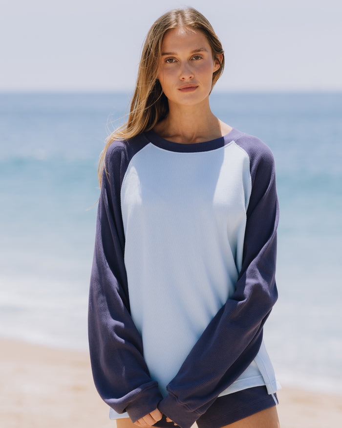 Oversized Raglan Thermal - Navy + Powder