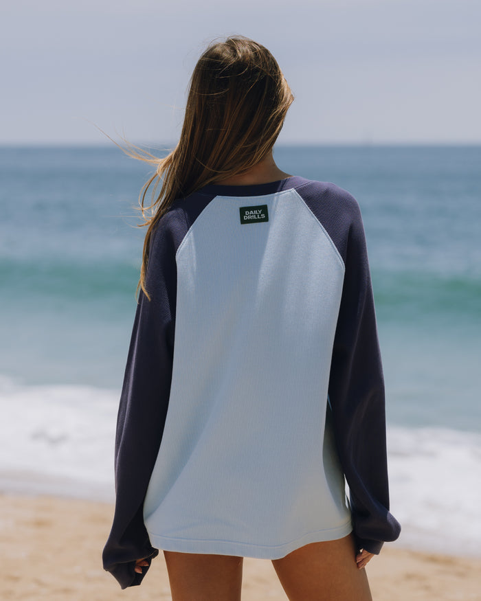 Oversized Raglan Thermal - Navy + Powder