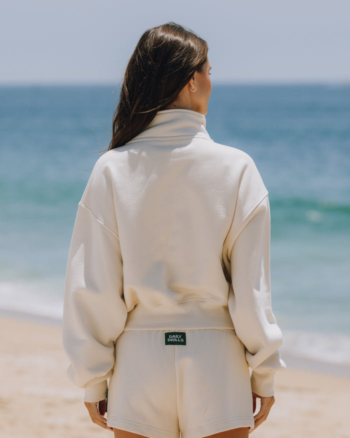 Heavyweight Funnel Neck Double Zip - Sand