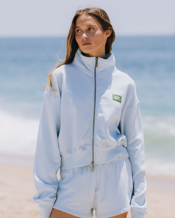 Heavyweight Funnel Neck Double Zip - Powder