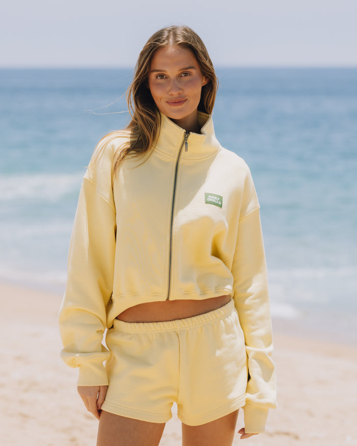 Heavyweight Funnel Neck Double Zip - Butter