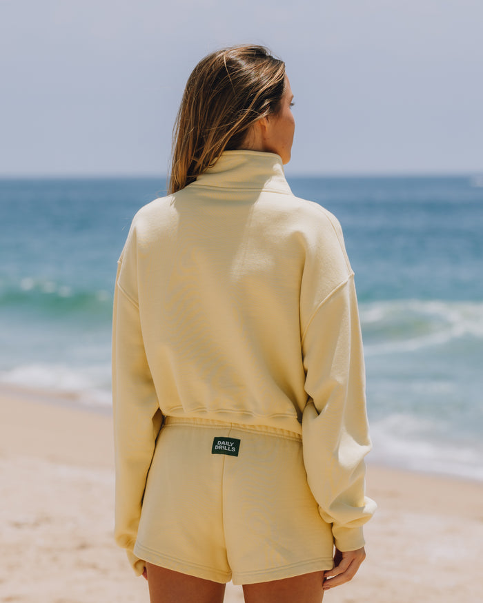 Heavyweight Funnel Neck Double Zip - Butter