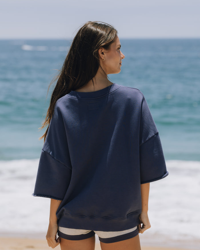 Heavyweight Local Summer Cropped Sleeve Crew - Navy