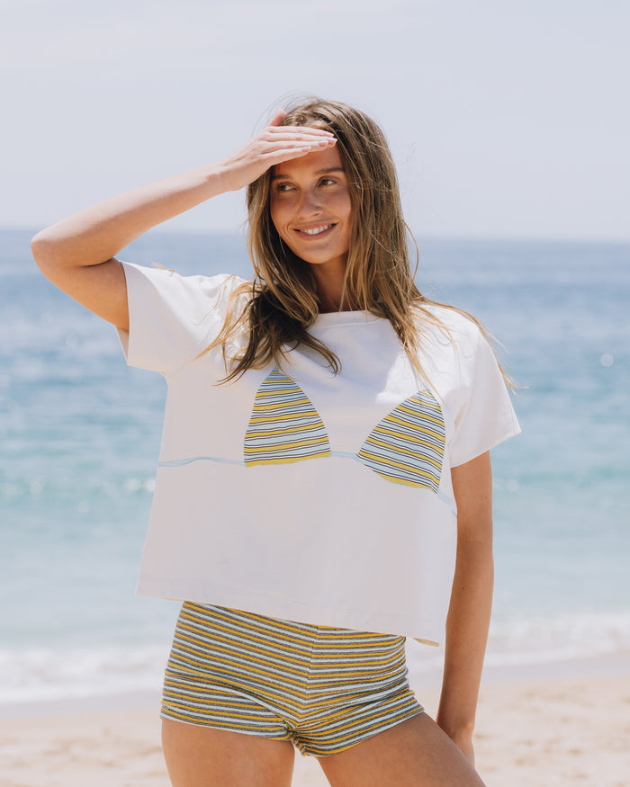 DD X Beach Week Bikini Boxy Tee - Cream
