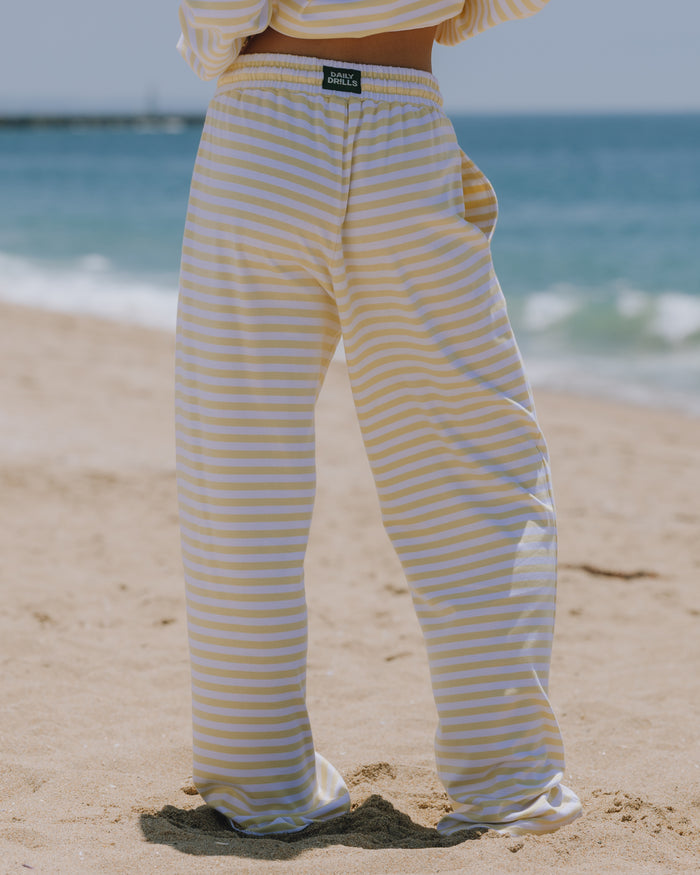 Striped Cotton Pants - Butter + White Stripe