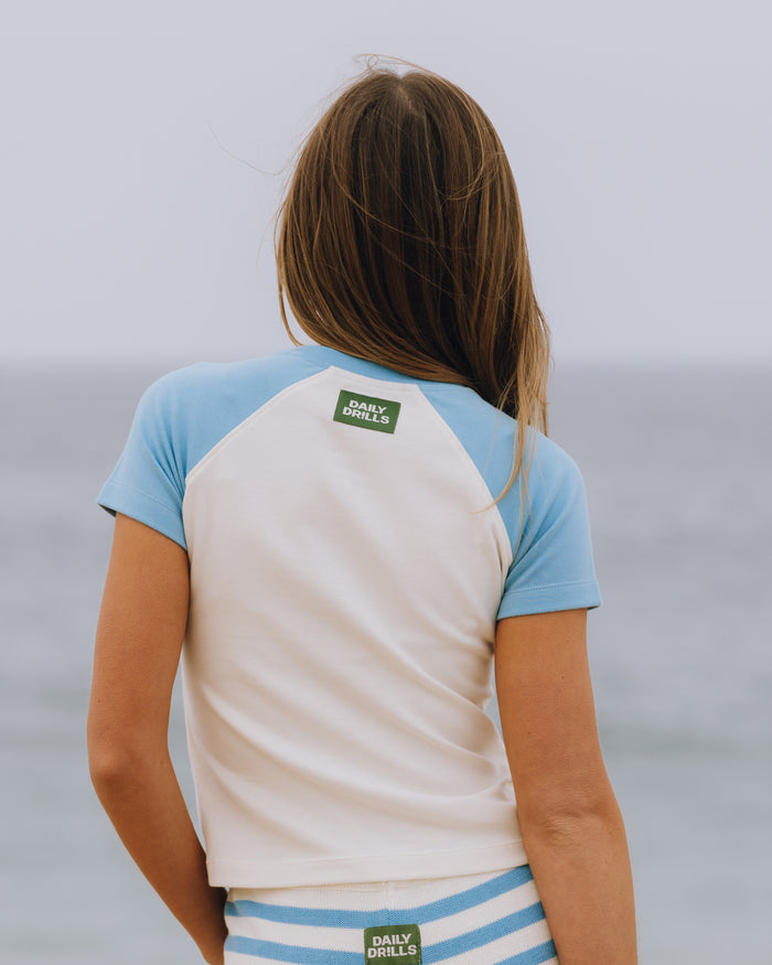 Raglan Everyday Tee - Malibu + Cream