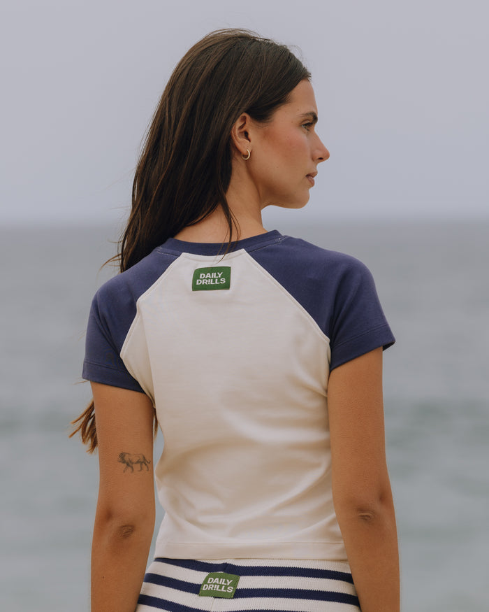 Raglan Everyday Tee - Navy + Cream