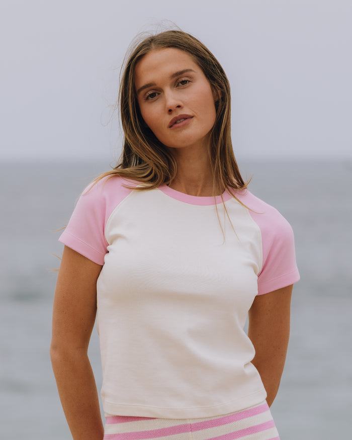Raglan Everyday Tee - Taffy + Cream