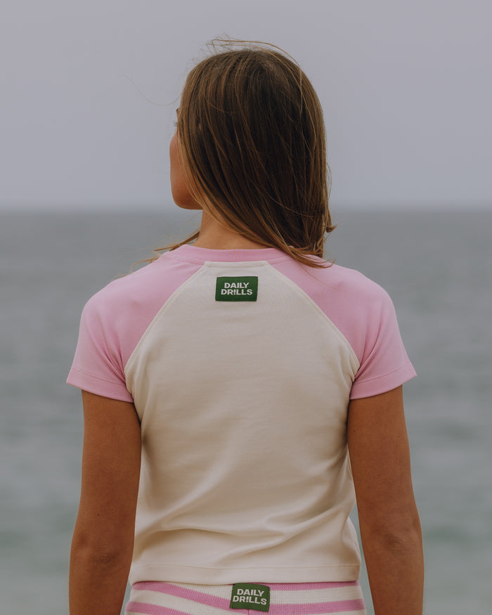 Raglan Everyday Tee - Taffy + Cream
