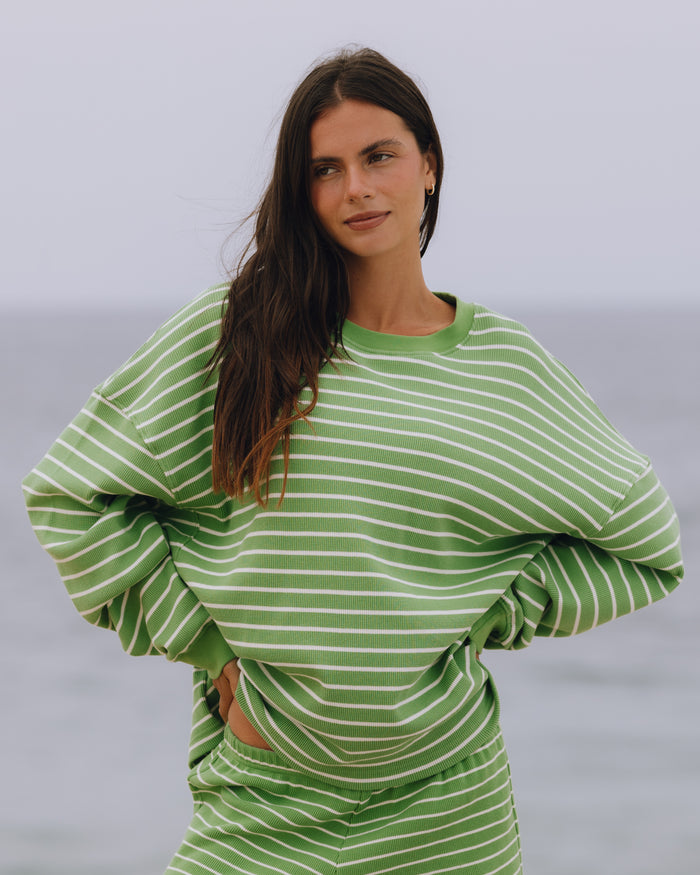 Oversized Thermal - Lucky + Cream Stripe