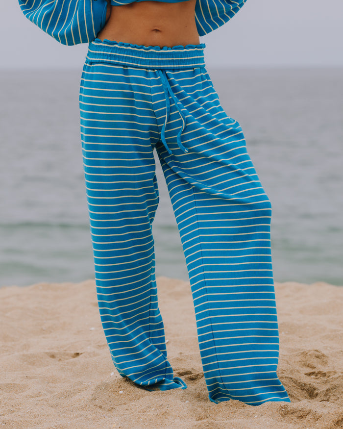 Thermal Resort Pants - Tide + Lemonade Stripe