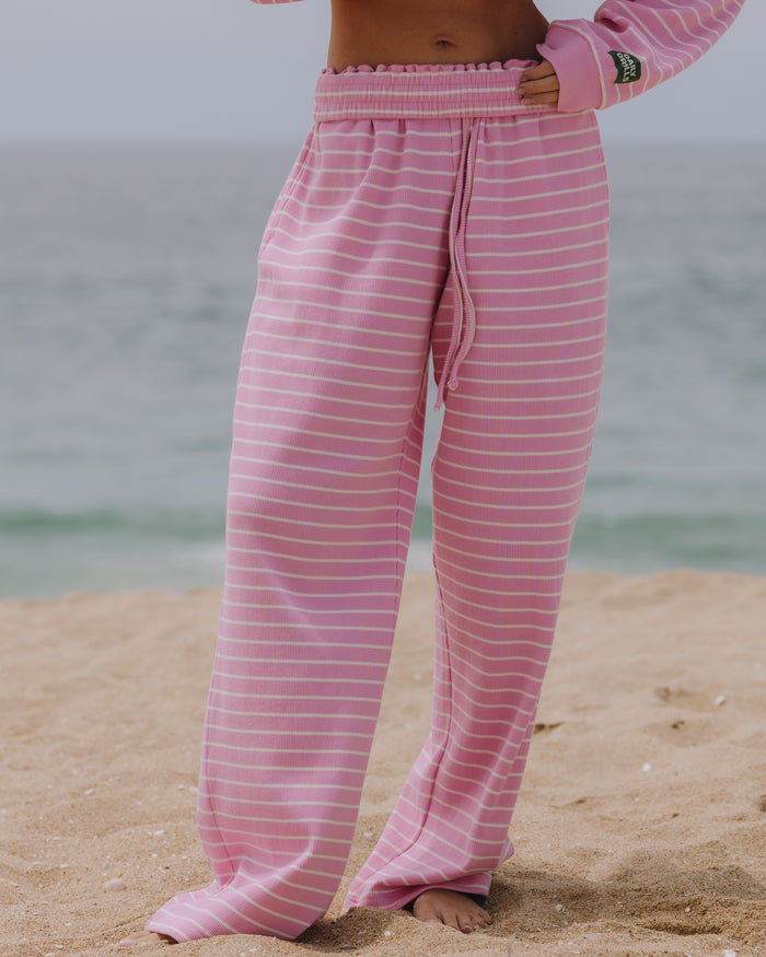 Thermal Resort Pants - Taffy + Cream Stripe