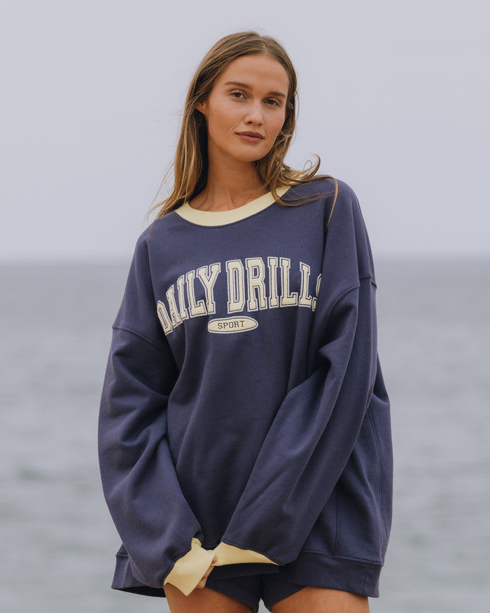 Oversized Sport Crew - Navy + Lemonade + Grey