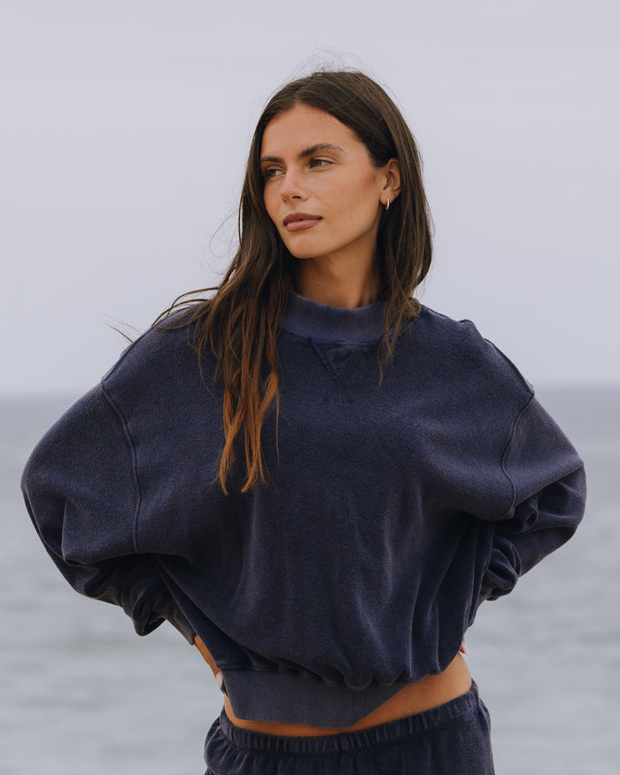 Terry Vintage Crew - Sunbleached Navy