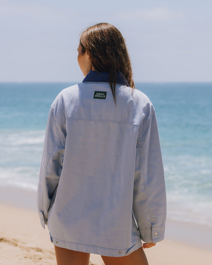 Barn Jacket - Mist + Navy Collar