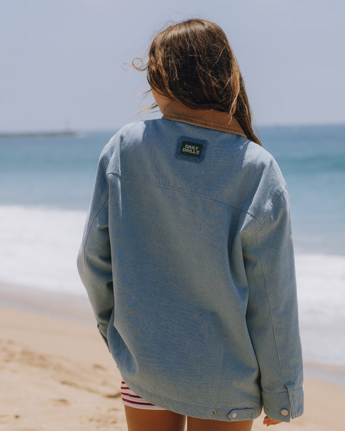 Denim Barn Jacket - Denim + Mousse Collar