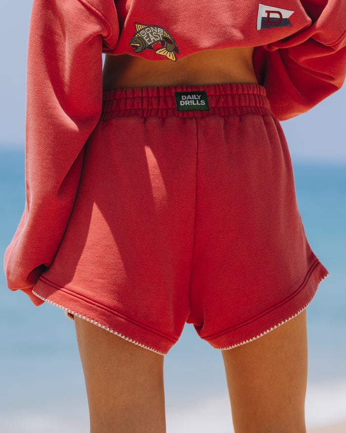 Heavyweight Stitched Super Shorts - Sunbleached Vintage Red