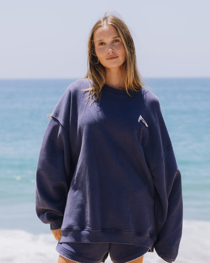 Heavyweight Oversized Out East Crew - Sunbleached Navy