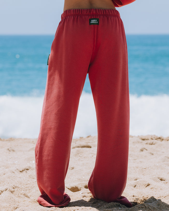 Heavyweight Straight Leg Sweatpants - Sunbleached Vintage Red