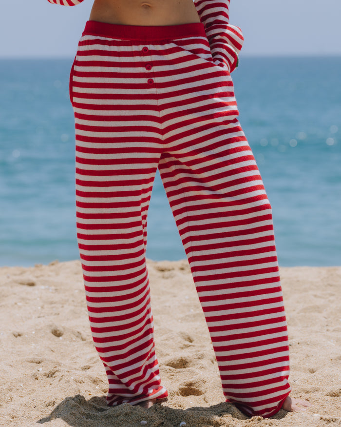 Cashmere Resort Pants - Red + White Stripe