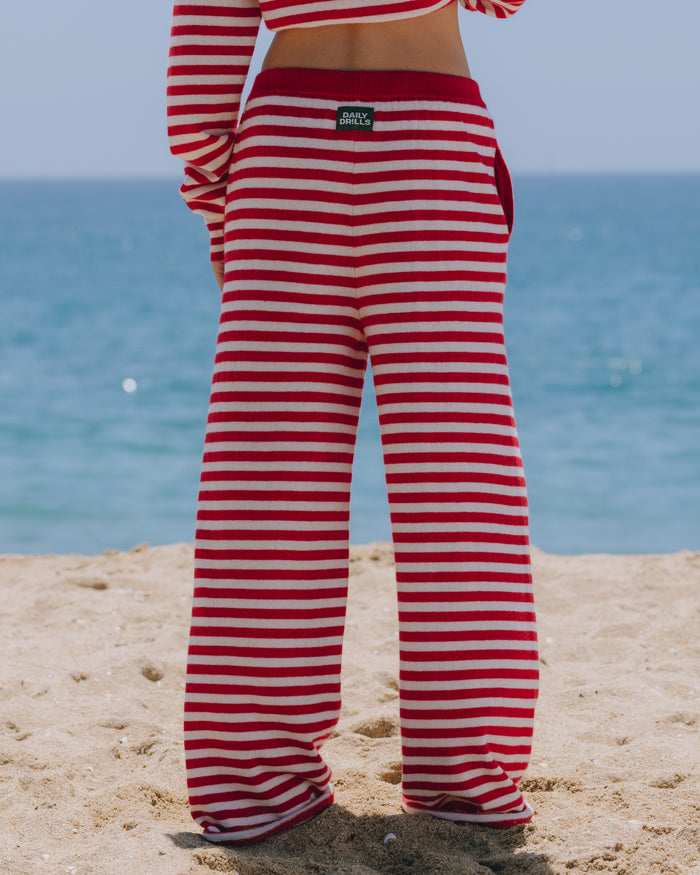 Cashmere Resort Pants - Red + White Stripe