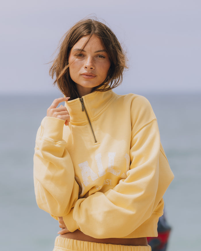 Heavyweight Funnel Neck Daily Quarter Zip - Sunny