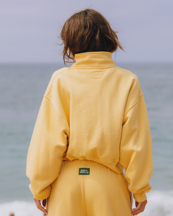 Heavyweight Funnel Neck Daily Quarter Zip - Sunny