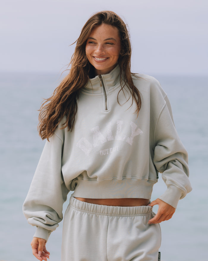 Heavyweight Funnel Neck Daily Quarter Zip - Harbor