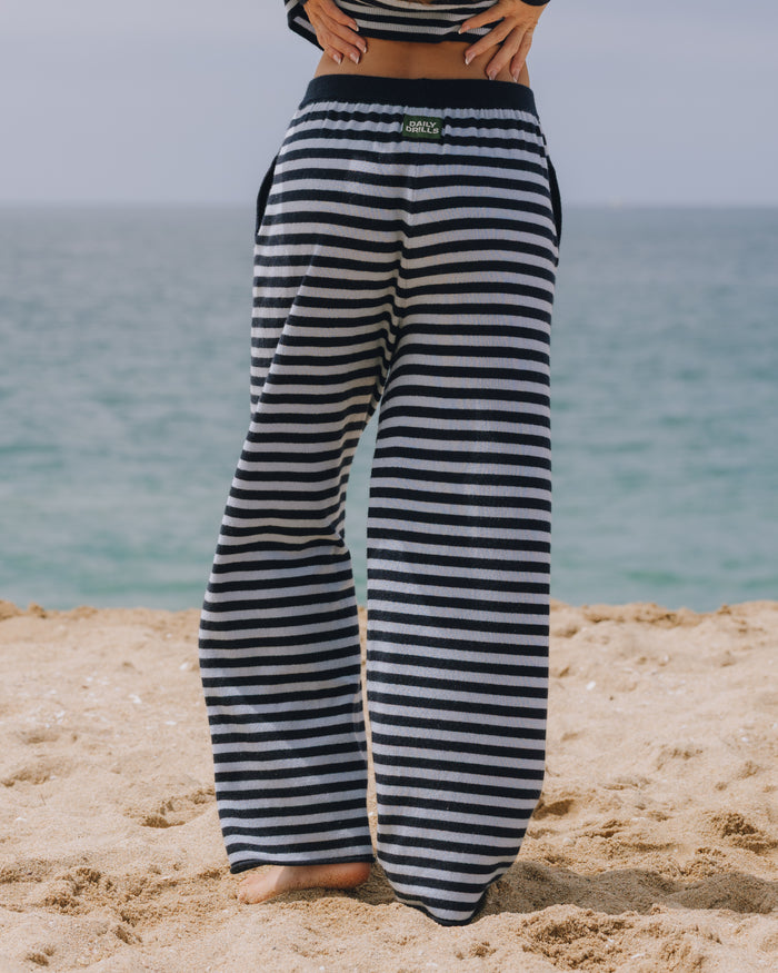 Cashmere Resort Pants - Navy + Powder Stripe