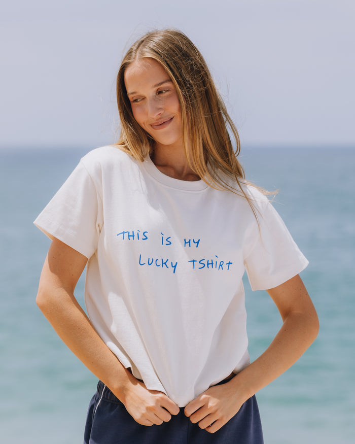 Lucky Boxy Tee - Cream with Lélu Patch