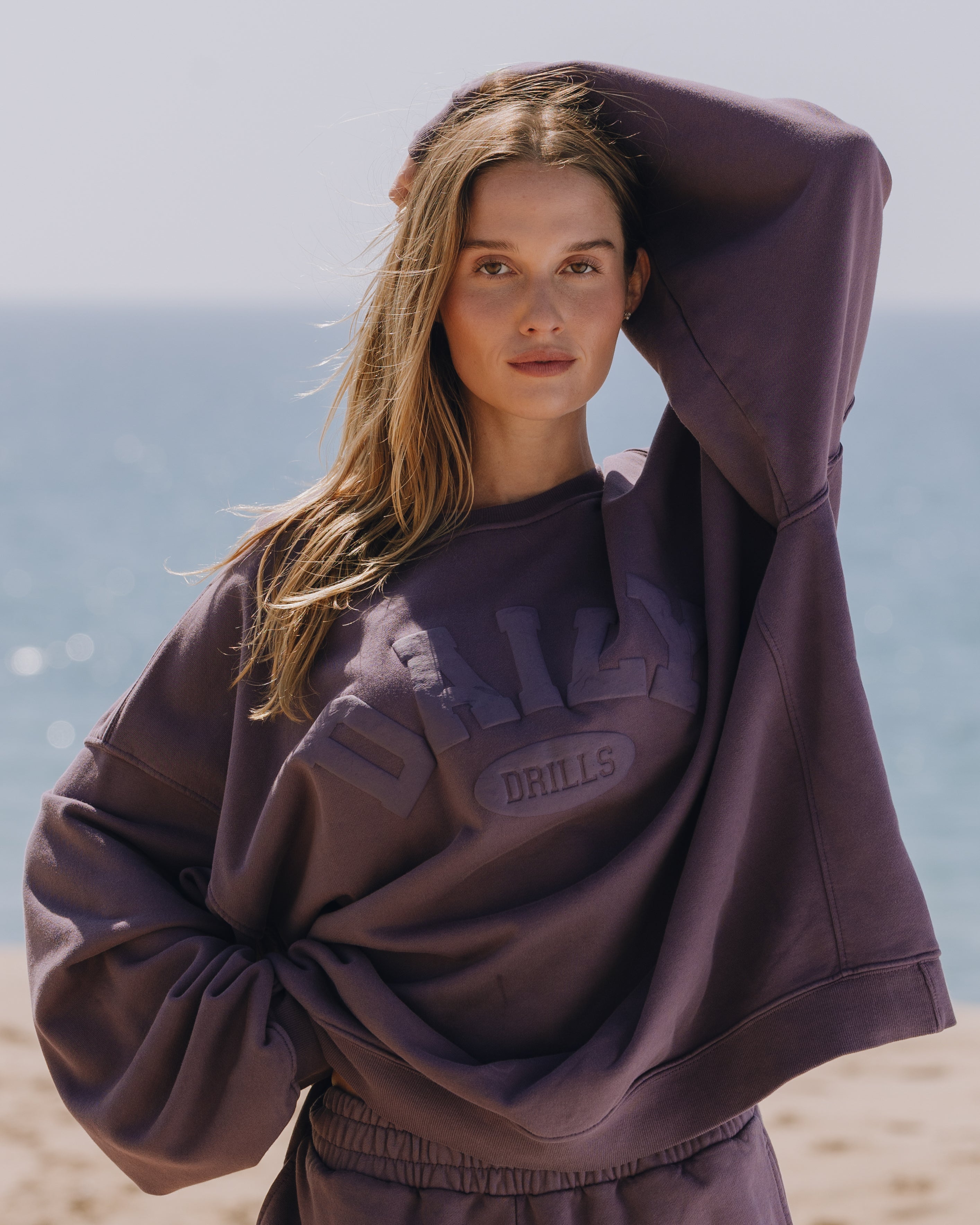 Oversized Daily Crew - Plum