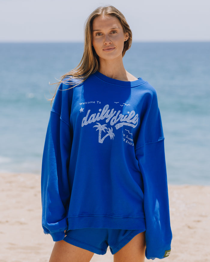 Oversized Vacation Crew - Cobalt