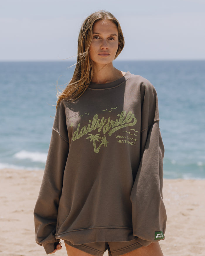 Oversized Vacation Crew - Mocha