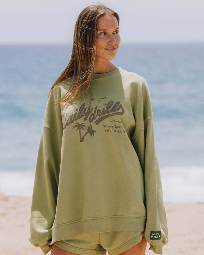 Oversized Vacation Crew - Matcha