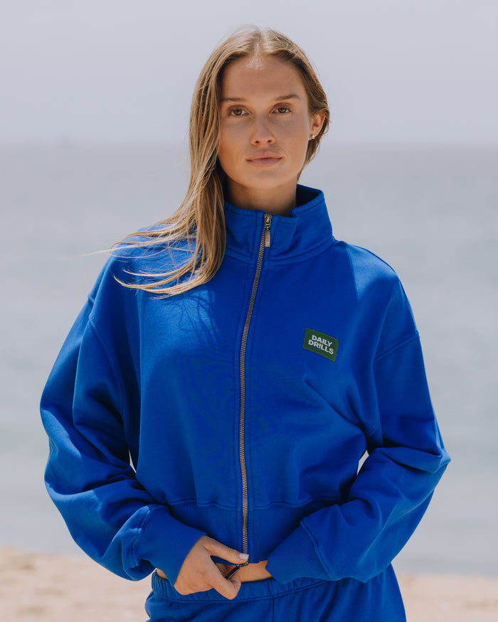 Funnel Neck Double Zip - Cobalt