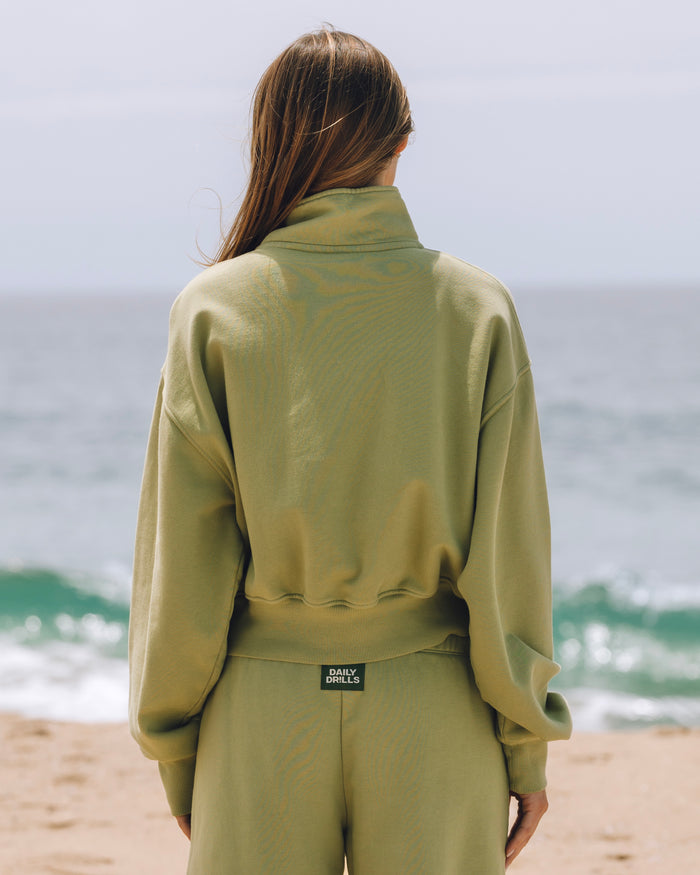 Funnel Neck Double Zip - Matcha