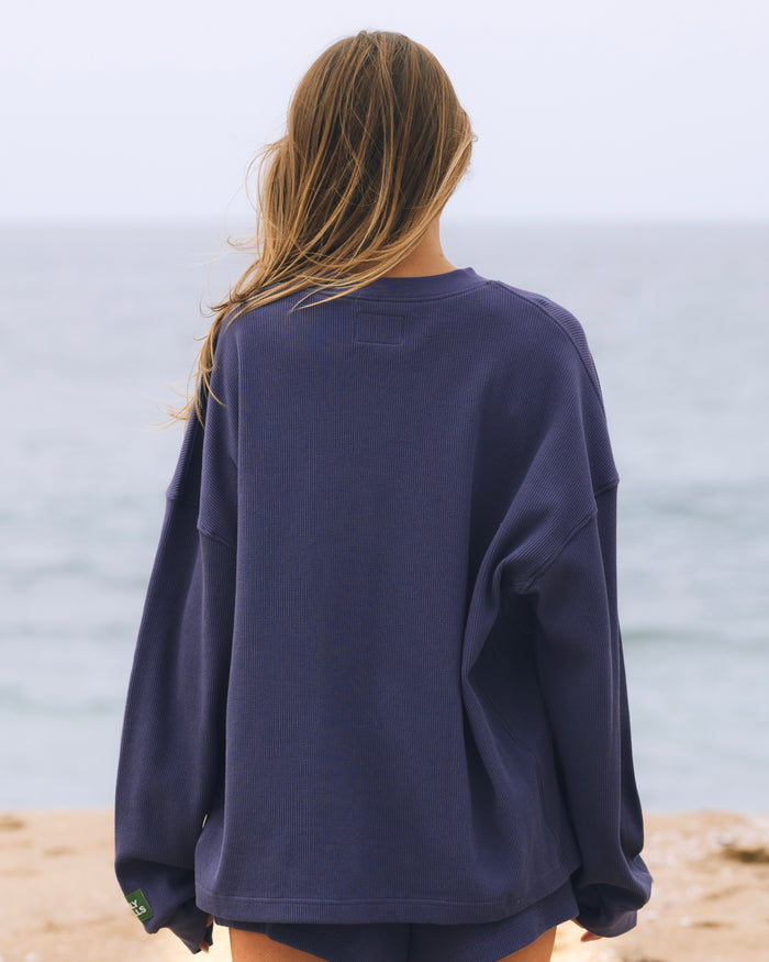 Oversized Thermal Henley - Navy
