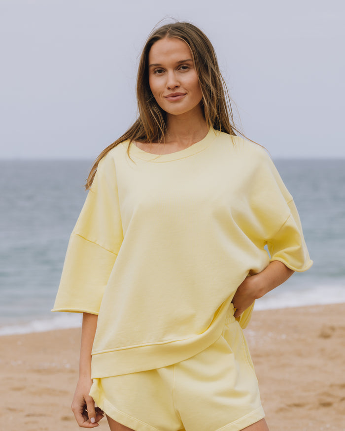 Cropped Sleeve Crew - Lemonade