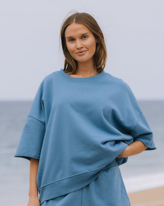 Cropped Sleeve Crew - Cabana